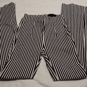 Black & white striped high rise pants